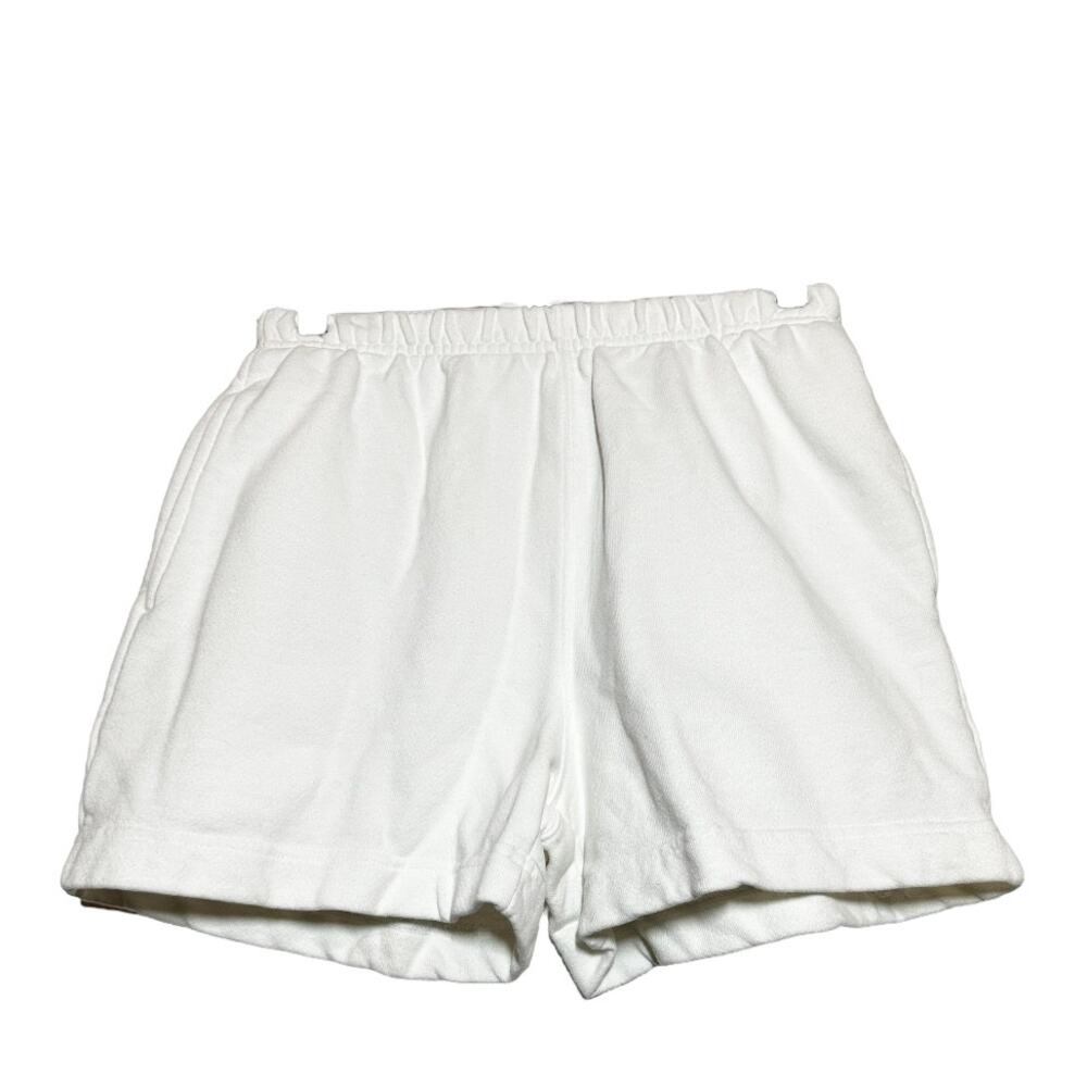 Vintage esprit 90s Sweatshorts 4" 100% Cotton Elastic Waist Pleated White S 26"